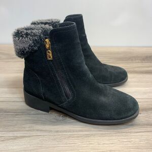 Cole Haan Quinney Womens 7B Black Waterproof Suede Fur Winter Snow Ankle Bootie